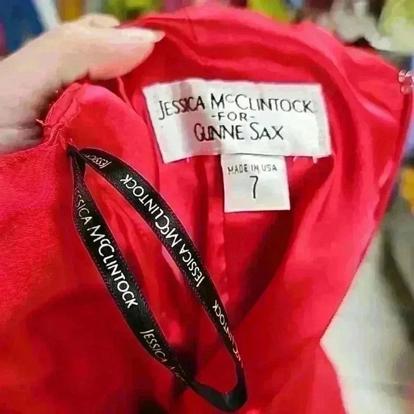 Jessica Mcclintock for Gunne Sax red strapless bubble hem prom dress Size 7 - Picture 4 of 4